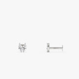 14K Gold Double Marquise Lab Grown Diamond Flat Back Stud – 0.08 CTW 14k White Gold Ferkos Fine Jewelry