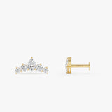 14K Gold Pear Lab Grown Diamond Crown Flat Back Stud – 0.25 CTW 14k Gold Ferkos Fine Jewelry