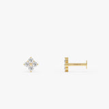14K Gold Lab Grown Diamond Cluster Flat Back Stud – 0.06 CTW 14k Gold Ferkos Fine Jewelry