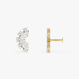 14K Gold Pear Lab Grown Diamond Cluster Flat Back Stud – 0.50 CTW 14k Gold Ferkos Fine Jewelry