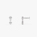 14K Gold Lab Grown Diamond Dangle Flat Back Stud – 0.12 CTW 14k White Gold Ferkos Fine Jewelry