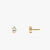 14K Gold Pear Lab Grown Diamond Bezel Flat Back Stud – 0.10 CTW 14k Gold Ferkos Fine Jewelry