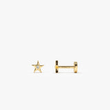 14K Gold Diamond Star Flat Back Piercing Stud 14k Gold Ferkos Fine Jewelry