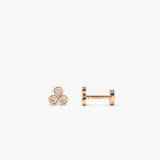 14K Gold Diamond Trio Internally Threaded Flat Back Stud 14k Rose Gold Ferkos Fine Jewelry