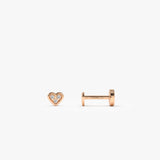 14K Gold Pave Diamond Heart Internally Threaded Flat Back Stud 14k Rose Gold Ferkos Fine Jewelry