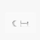 14K Gold Diamond Crescent Moon Flat Back Stud 14k White Gold Ferkos Fine Jewelry