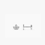 14K Gold Leaf Shape Diamond Cluster Flat Back Stud 14k White Gold Ferkos Fine Jewelry