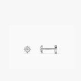 14K Gold Starburst Diamond Flat Back Stud 14k White Gold Ferkos Fine Jewelry