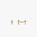 14K Gold Bezel Diamond Flat Back Stud with Milgrain Detail 14k Gold Ferkos Fine Jewelry