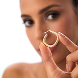 14k Twisted Rope Squared off Hoop Earrings Ferkos Fine Jewelry