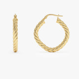 14k Twisted Rope Squared off Hoop Earrings Ferkos Fine Jewelry