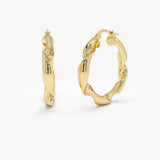 14k Twisted Textured Chunky Hoop Earrings 14K Gold Ferkos Fine Jewelry