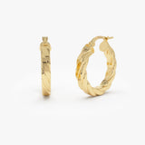 14k Bold Braided Hoop Earrings for Women 14K Gold Ferkos Fine Jewelry