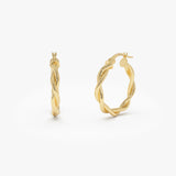 14k Braided Hoop Earrings 20MM 14K Gold Ferkos Fine Jewelry