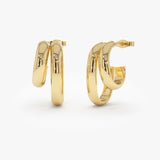 14k Modern Double Hoop Earrings 14K Gold Ferkos Fine Jewelry