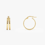 14K Gold 16MM Dual Row Hoops Ferkos Fine Jewelry