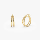 14K Gold 16MM Dual Row Hoops 14K Gold Ferkos Fine Jewelry