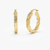 14k Bold Twisted Oval Hoops 14K Gold Ferkos Fine Jewelry