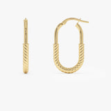 14K Gold Twisted Rope Oval Hoop Earrings Ferkos Fine Jewelry