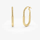 14K Gold Twisted Rope Oval Hoop Earrings 14k Gold Ferkos Fine Jewelry