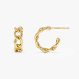 14K Gold 15MM Link Hoops Ferkos Fine Jewelry