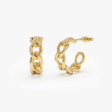 14K Gold 15MM Link Hoops 14K Gold Ferkos Fine Jewelry
