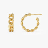 14k Gold Chain Link Statement Hoop Earrings Ferkos Fine Jewelry