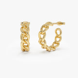 14k Gold Chain Link Statement Hoop Earrings 14K Gold Ferkos Fine Jewelry