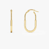 14K Gold Flat Edge Hoop Earrings Ferkos Fine Jewelry