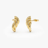 14K Gold Twisted Curve Earrings 14K Gold Ferkos Fine Jewelry