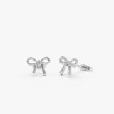 14k Gold Bow Stud Earrings 14k White Gold Ferkos Fine Jewelry