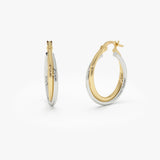 14k Two Tone Gold 20MM Hoop Earrings 14K Gold Ferkos Fine Jewelry