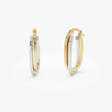 14k Mixed Metal Gold Hoop Earrings 15MM 14K Gold Ferkos Fine Jewelry
