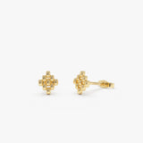 14K Gold Geometric Beaded Stud Earrings Ferkos Fine Jewelry