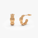 14k Gold Ribbed Dome Hoop Earrings Ferkos Fine Jewelry