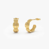 14k Gold Ribbed Dome Hoop Earrings 14k Gold Ferkos Fine Jewelry