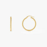 14k Gold Twisted Hoop Earrings – 25MM Ferkos Fine Jewelry
