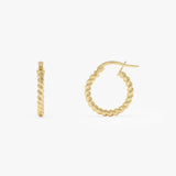 14k Gold Twisted Hoop Earrings – 14MM Ferkos Fine Jewelry