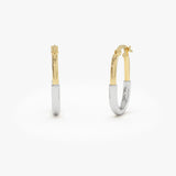 14k Gold Two Tone Oval Staple Hoop Earrings 14k Gold Ferkos Fine Jewelry