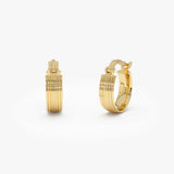 14k Gold Ribbed Hoop Earrings – 4MM Width 14k Gold Ferkos Fine Jewelry