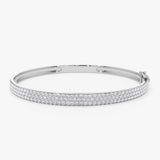 14k Triple Row Statement Diamond Bangle 1.80 Ctw 14K White Gold Ferkos Fine Jewelry