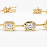 3.25 ctw 14k Mixed Cut Lab Grown Diamond Bar Bracelet - Kimberly Ferkos Fine Jewelry