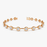 3.60 ctw 14k Round Lab Grown Diamond Bar Bracelet - Larissa 14k Rose Gold Ferkos Fine Jewelry