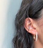 14k Gold Three Row Shared prongs Hoops