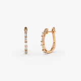 14K Rose Gold Baguette And Round Diamond Earrings Ferkos Fine Jewelry