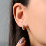 14K Rose Gold Bezel Setting Diamond Huggie Earrings Ferkos Fine Jewelry