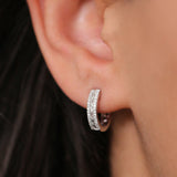 14K Rose Pave Diamonds and Baguette Hoop Earrings Ferkos Fine Jewelry