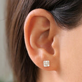 14k Rose Square Baguette and Round Diamond Earrings Ferkos Fine Jewelry