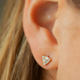 14k Rose Triangle Shaped Round & Baguette Diamond Studs Ferkos Fine Jewelry