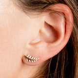 14k Rose Gold Diamond Leaf Earrings Ferkos Fine Jewelry
